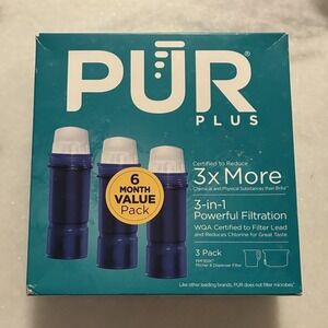 PUR PLUS 3-in-1 Water Filter Cartridge 3 Pack for Pitcher & Dispenser, Lead Rem…